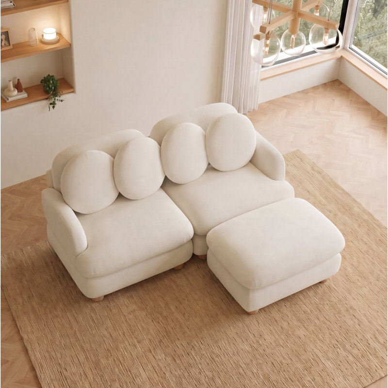 Canapé confortable deux places, Chenille beige