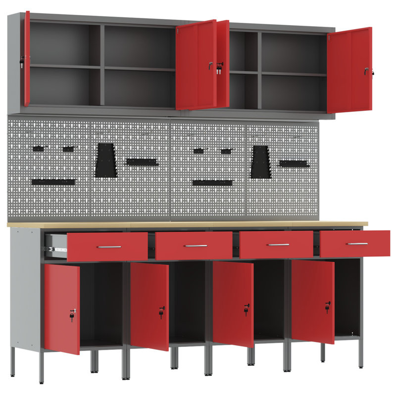 Work Cabinet with Drawer, Red