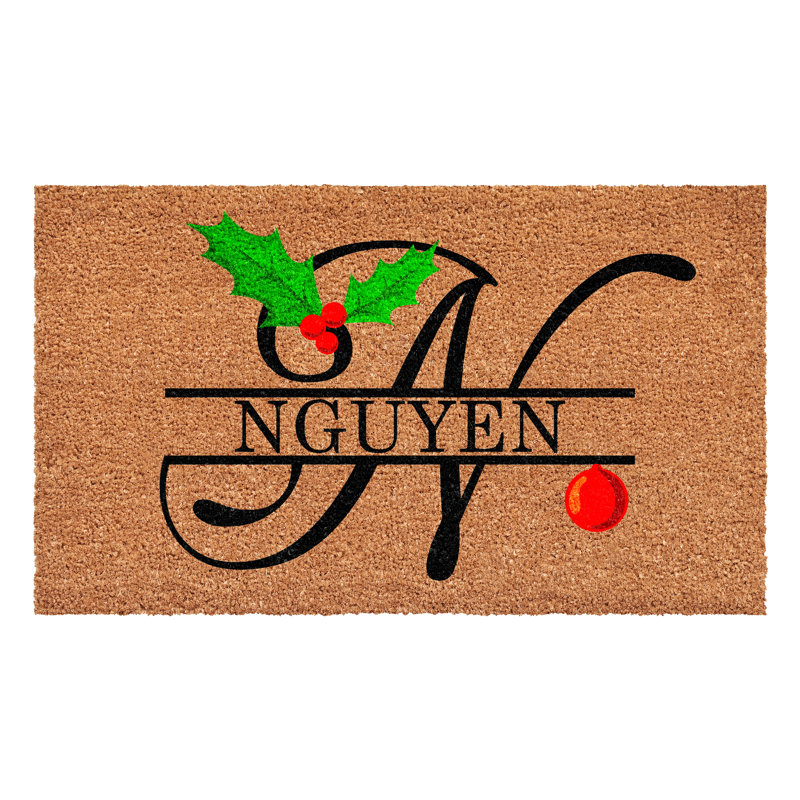 Paillasson de Noël personnalisé, lettre N, L 17 po x L 29 po