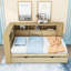 Lit de jour simple en bois avec couchette simple, tablettes de rangement et chargement USB-1444710450