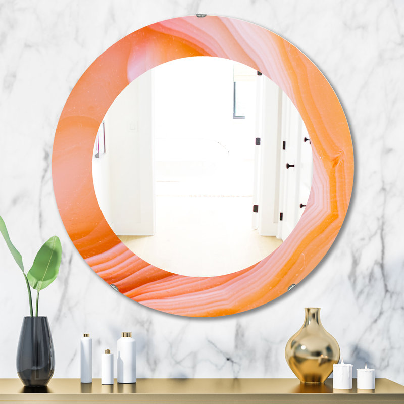 Modern and Contemporary Accent Mirror, 23.6" H x 23.6" W, Orange, Omber
