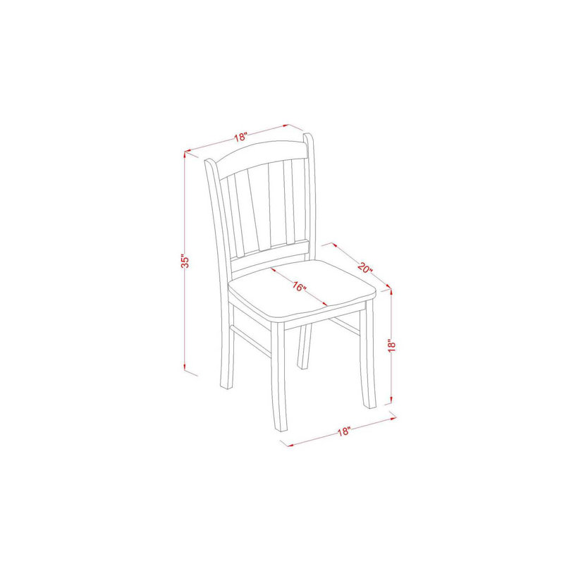 L'ensemble de table de salle à manger 3 pièces comprend une table et 2 chaises de salle à manger de style Mid-Century avec dossier à lattes - Finition noire
