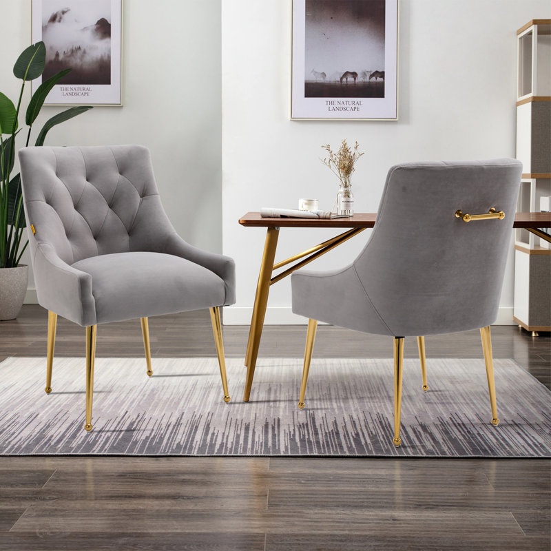 Arbri Velvet Side Chair, Gray Velvet