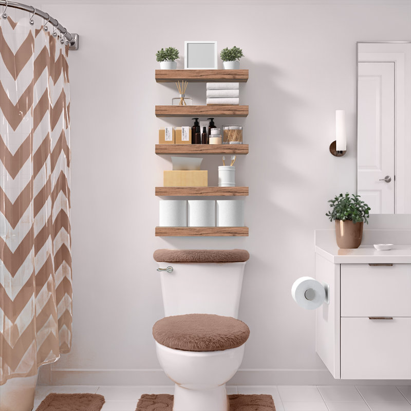 Ensemble de 3 tablettes flottantes longues avec fixation invisible Sorbus - acajou, Acajou