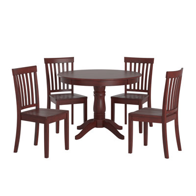 Alexa-Mae 4-Person Solid Wood Pedestal Dining Set