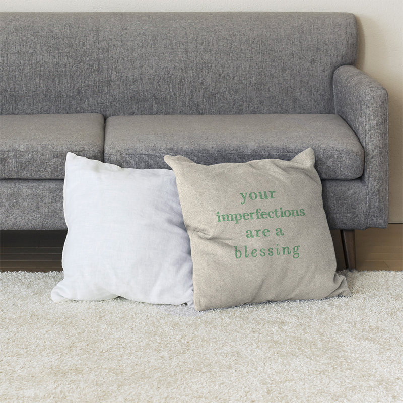 Coussin de sol, 40 po x 40 po, Blanc / Vert