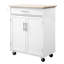 Kitchen Island Cart Rolling Trolley Cart With Drawer, Storage Cabinet & Towel Rack, White