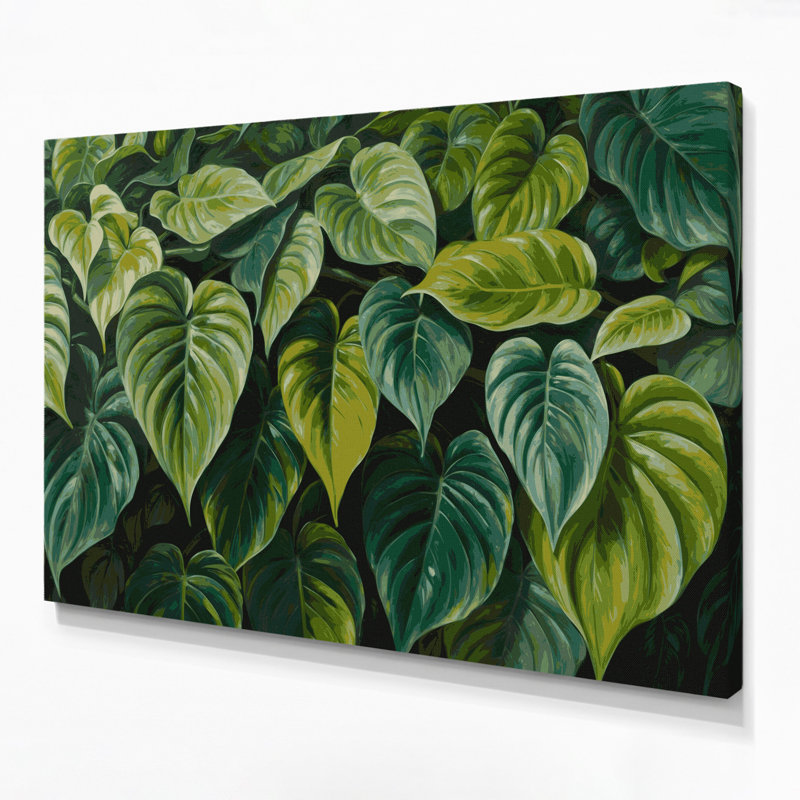 Art mural sur toile vert, Hawaiian Philodendron, H 24 po x l 36 po