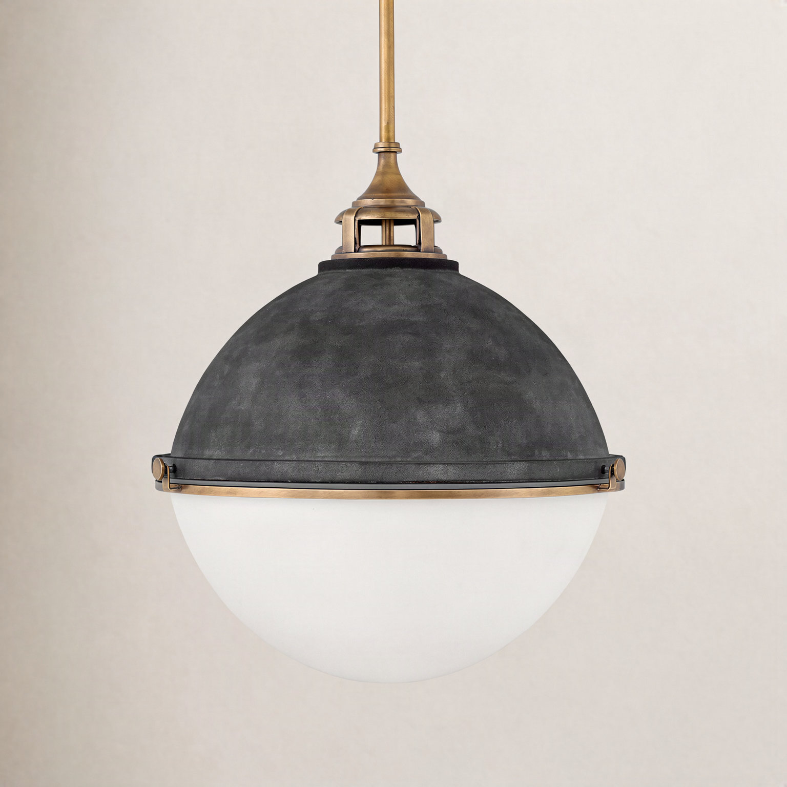 3-Light Chandelier, Aged Zinc
