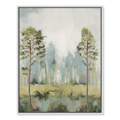 Teton Tall Green Trees II by Teton Pearce - Floater Frame Print on Canvas