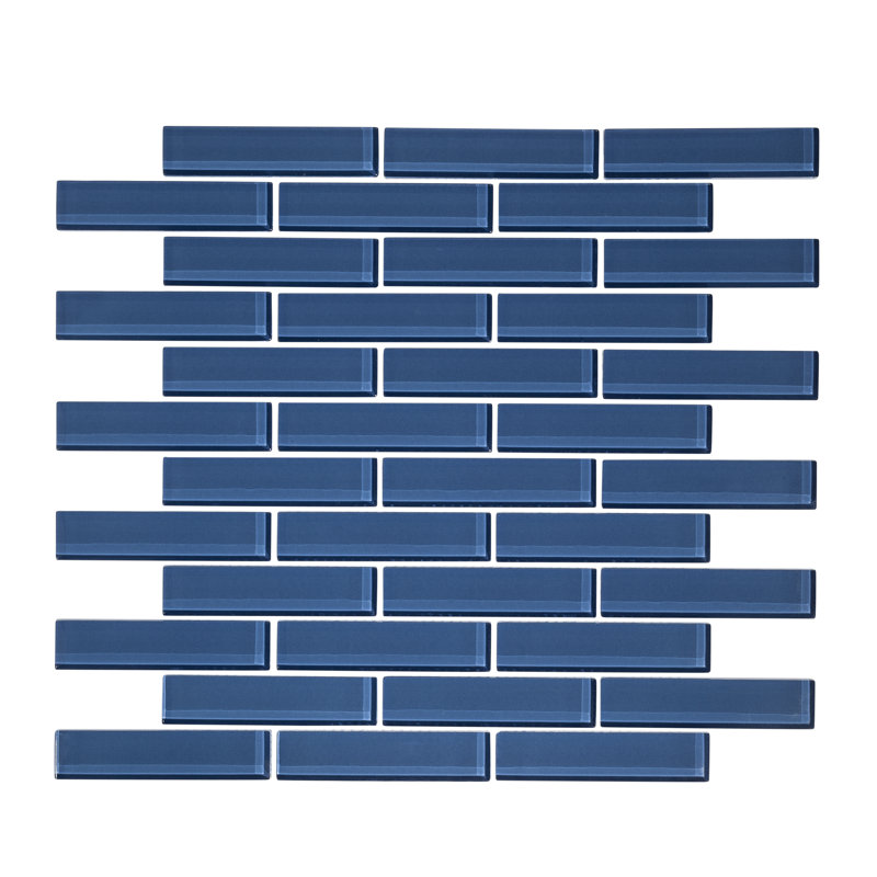 1" x 3" Glass Mosaic Tile, Denim Blue