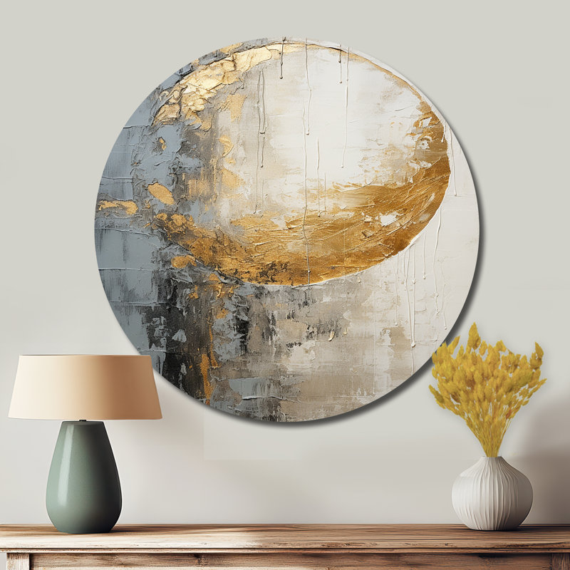 Pierre - Reproduction d'art abstrait en métal rond, H 16 po x l 16 po