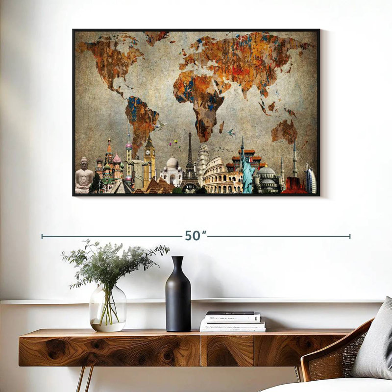 Aliaz Rusty World Map, 27" H x 40" W