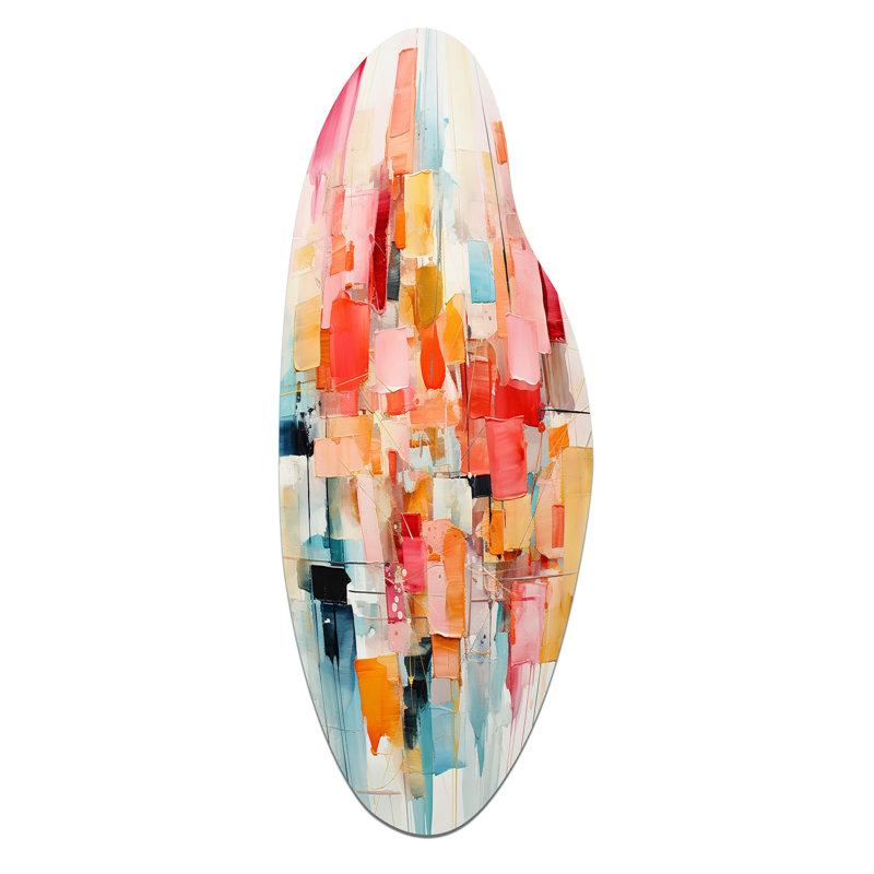 Collage Rhythms I - Abstract Collages Curved Metal Wall Art, Modern Asymmetrical Metal Art Print, 30" H x 11" W x 1" D