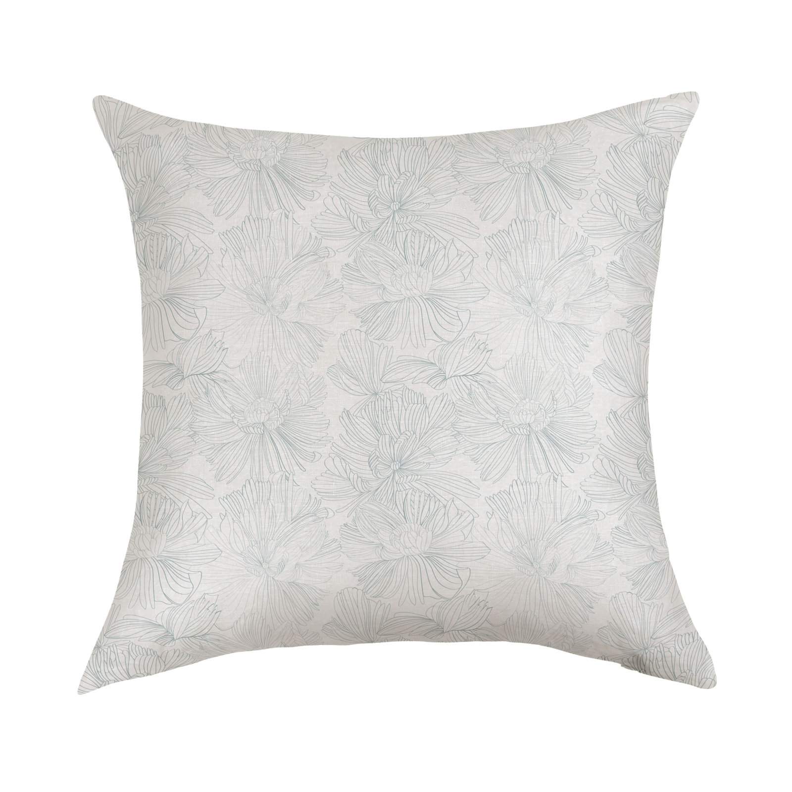 Linen Pillow Cover, Square 20", Cream & Wave Floral, Pillow Cover Only - No Insert