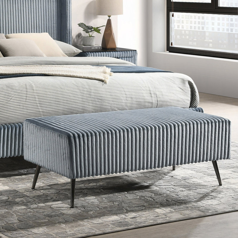 Banc rembourré en velours côtelé