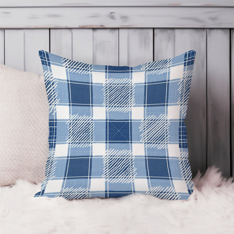 Abstract Blue Plaid Pattern Modern, 20"H x 20"W