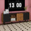 Meuble télé Mid-Century moderne avec 3 armoires, console multimédia pour téléviseur de 70 po ou moins, centre de divertissement et solution de rangement idéaux-2080332612