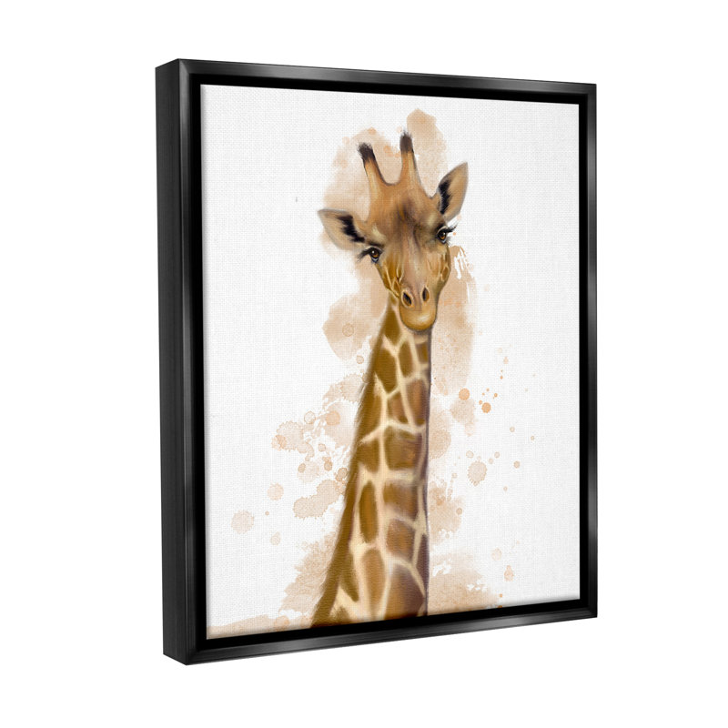 "Giraffe & Modern Splash" par Matthew Piotrowicz sur toile, Cadre flottant noir de jais, H 21 po x l 17 po