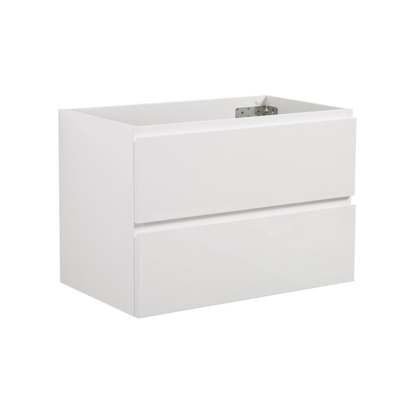 Base de meuble-lavabo moderne Sawyer avec deux tiroirs à fermeture en douceur silencieuse