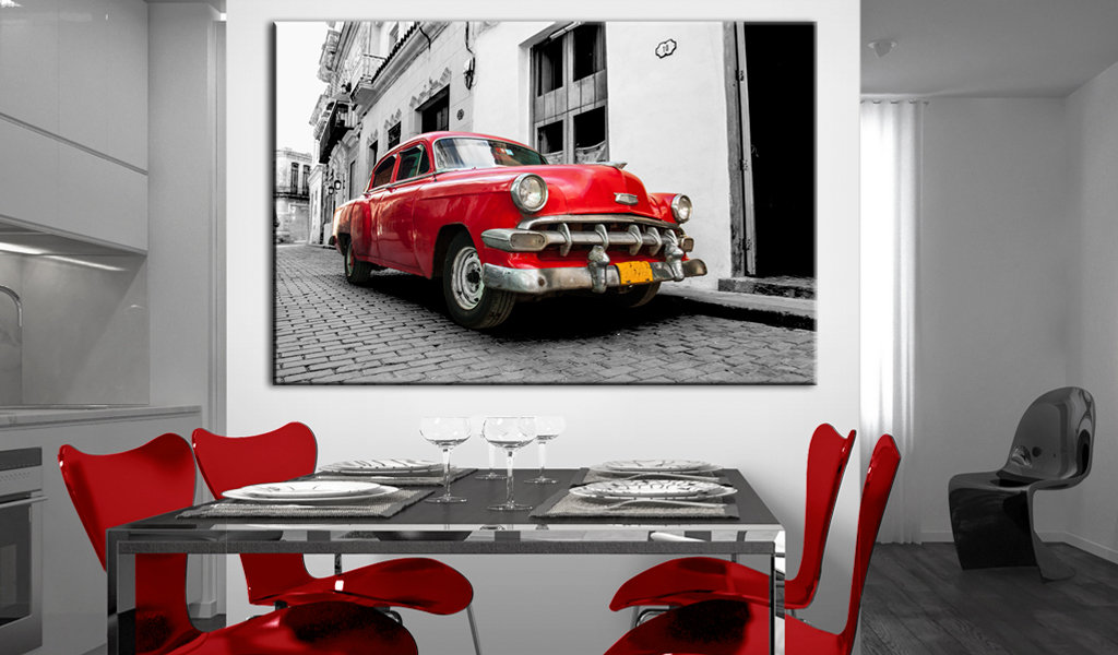 Leinwandbild - Cuban Classic Car (Red)