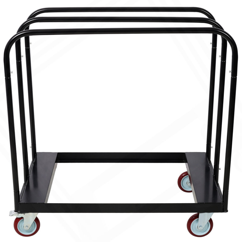 Capacité de charge de 1 500 lb, chariot de service pour panneau, roulettes pivotantes de 5 pouces, 3 rampes latérales pour l'usine, entrepôt, noir