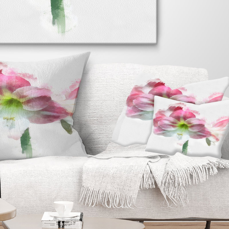 Coussin de fleurs florales lily sur un coussin lombaire esquissé