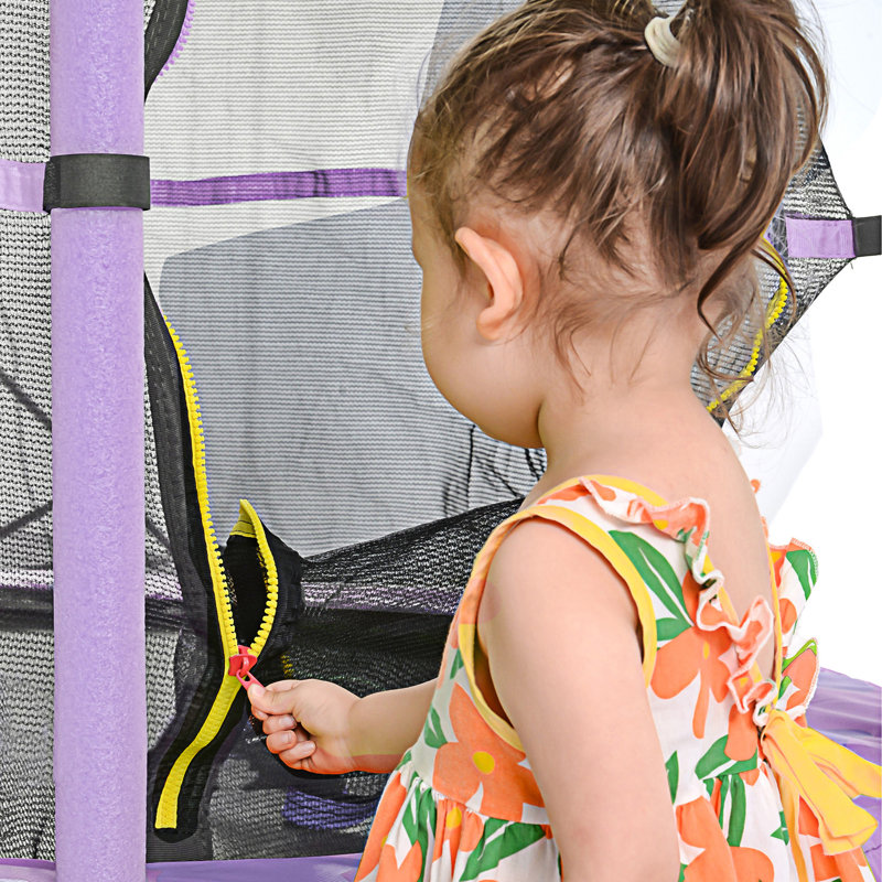 Trampoline pour enfants de 55 pouces avec filet de sécurité, Mauve