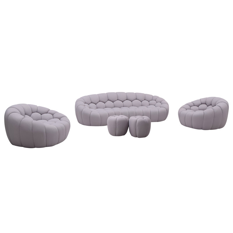 Modern 104" Upholstered 3-seater Sofa, Gray Microfiber / Microsuede
