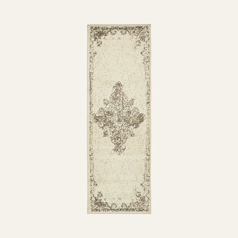 Tapis oriental crème Tobitha, Tapis de couloir 2 pi x 6 pi 1 po