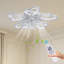 22 po Ventilateur de plafond encastré à DEL moderne blanc à 5 pétales, 6 vitesses, 3 modes de couleur, télécommande