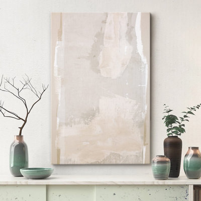 Paysage minimaliste, pastel, grunge, aquarelle, paysage gris, formes abstraites, art mural moderne, minimalisme, calme / zen sur toile