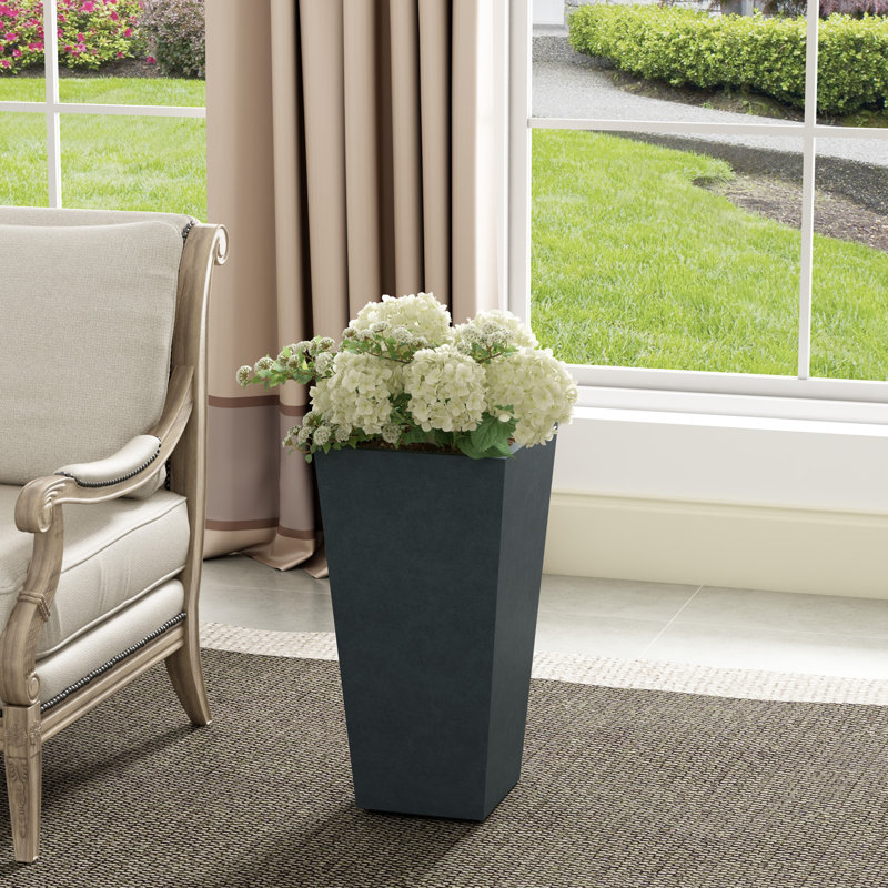 Antonio Pot Planter, Charcoal, 24.4" H x 12.6" W x 12.6" D
