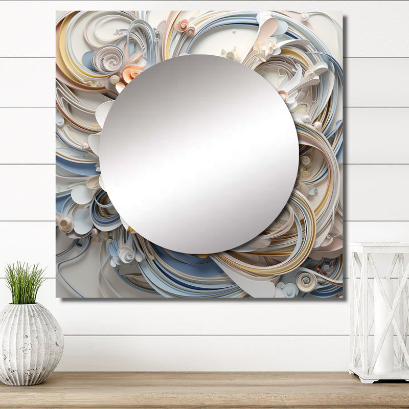 White Blossoming Spring Fractal Flowers IV - Fractals Large Square Mirror Wall Decor For Bedroom, 23" x 23"