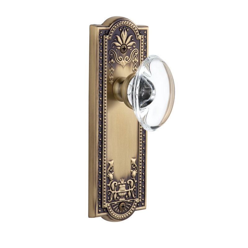 Grandeur Parthénon plaque avec bouton de porte en cristal de Provence, 2-3/4", Laiton rétro