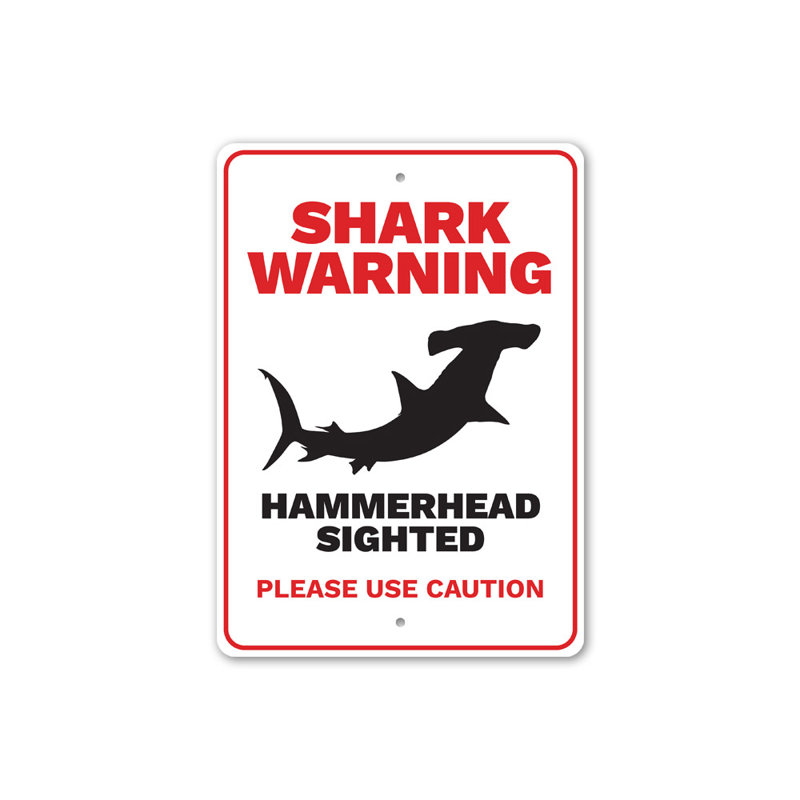 Panneau d'avertissement de requin, H 14 po x l 10 po x P 0,04 po