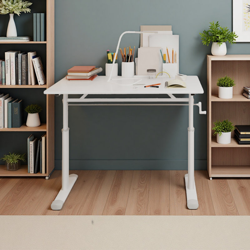Adjustable Study Desk For Kids & Adults – Height-Adjustable, Multi-Purpose Home/Office Desk, Compact Design, White