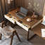 Bureau à domicile de haute qualité, extensible jusqu'à 70 po, bureau rétractable en forme de L, base en bois ciré blanc