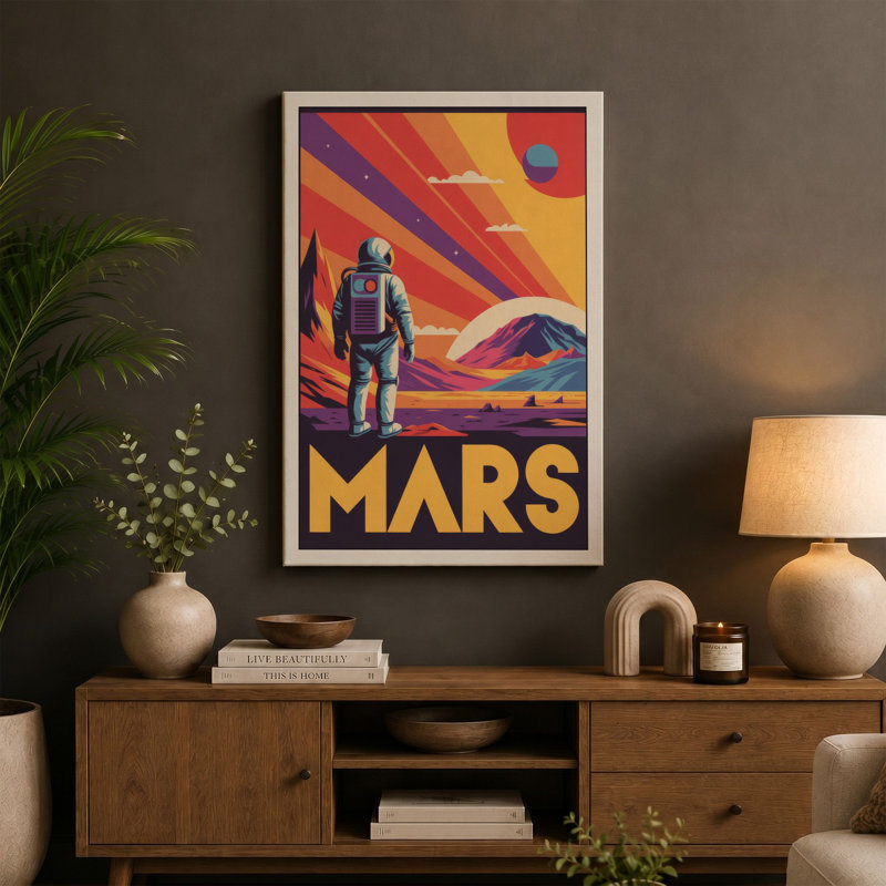 Postcard from Mars Retro - Wrapped Canvas, 36x24 - 91.4 x 61.0 cm, Black Border