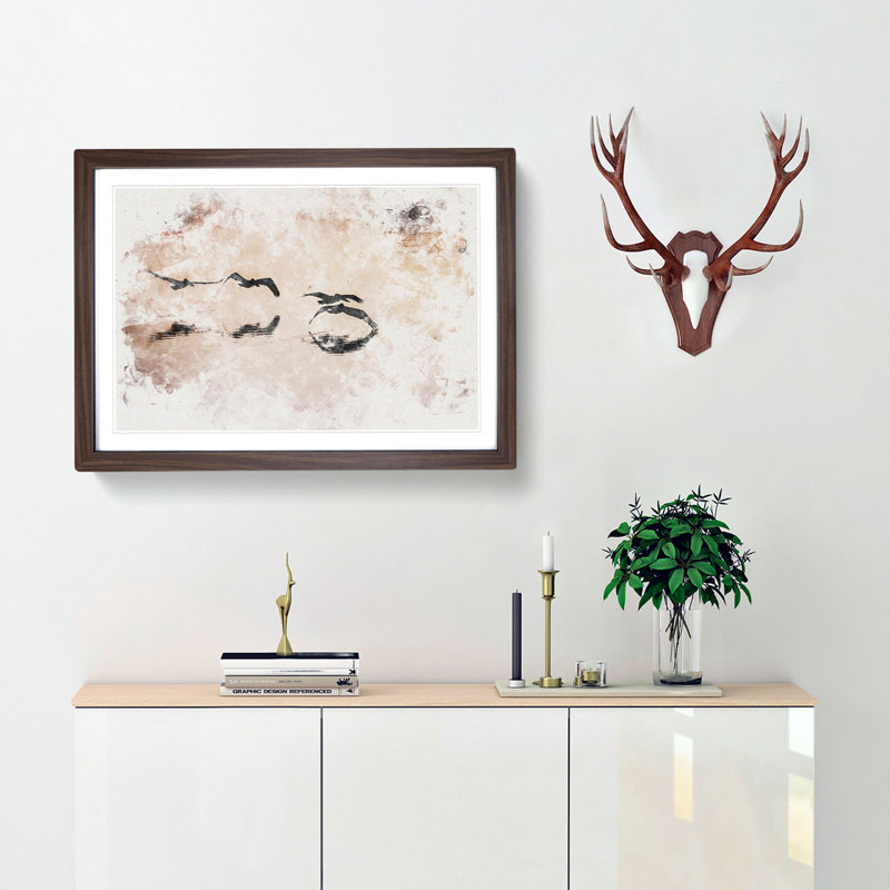 A Flock of Pelicans Watercolour - Picture Frame Graphic Art Print, Walnut Framed, 40cm H x 60cm W x 2cm D
