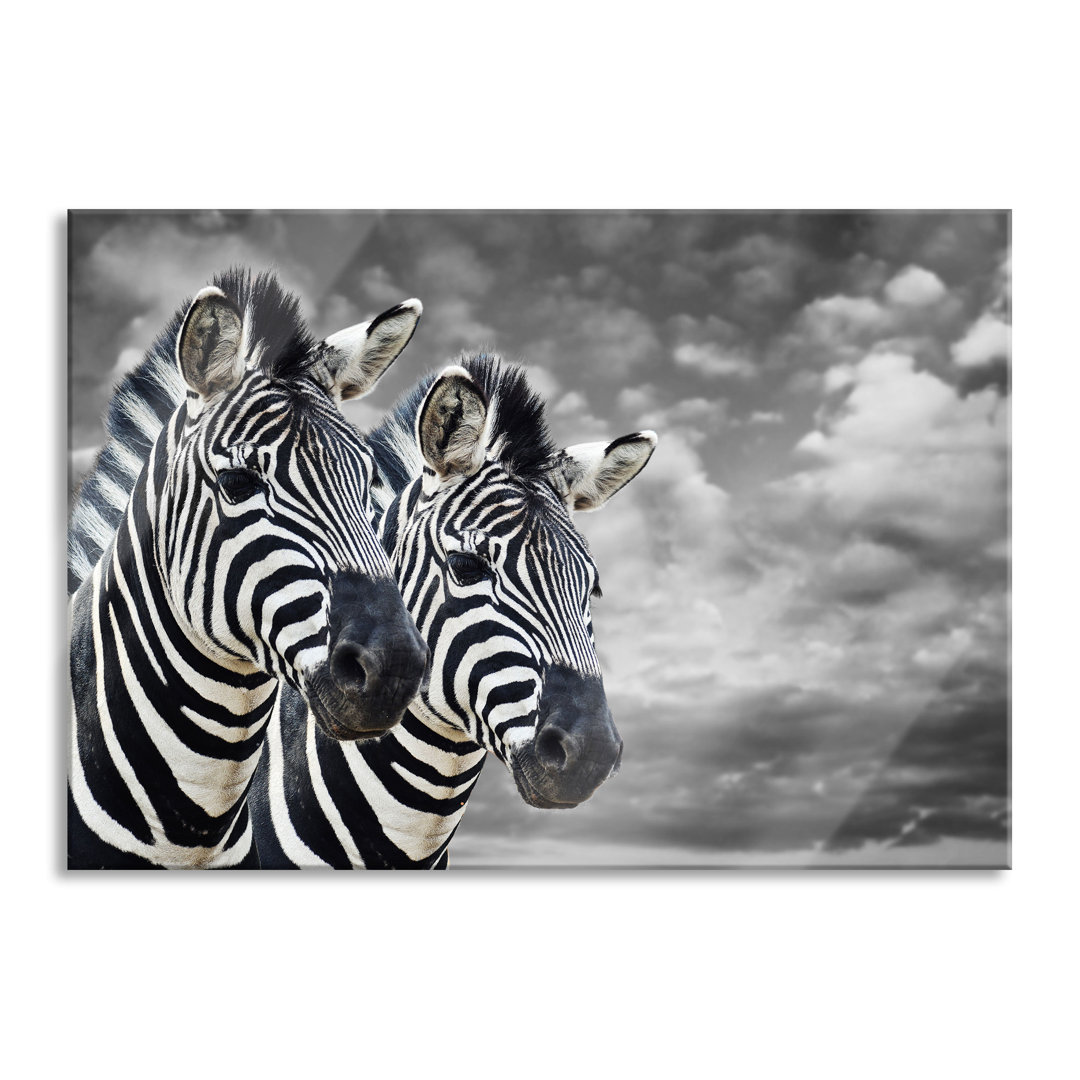 Glasbild Zwei Zebras