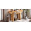 Table de console rustique minimaliste avec prise électrique latérale et rangement dissimulé, idéale pour différents styles d'intérieur, en bois massif, hauteur 75,4 cm (29,71 po), tiroir de rangement naturel, convient aux intérieurs contemporains ou autres.