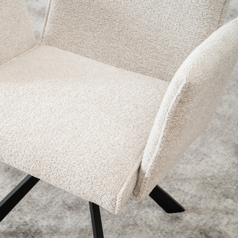 Chaise pivotante rembourrée avec pieds en métal, Beige