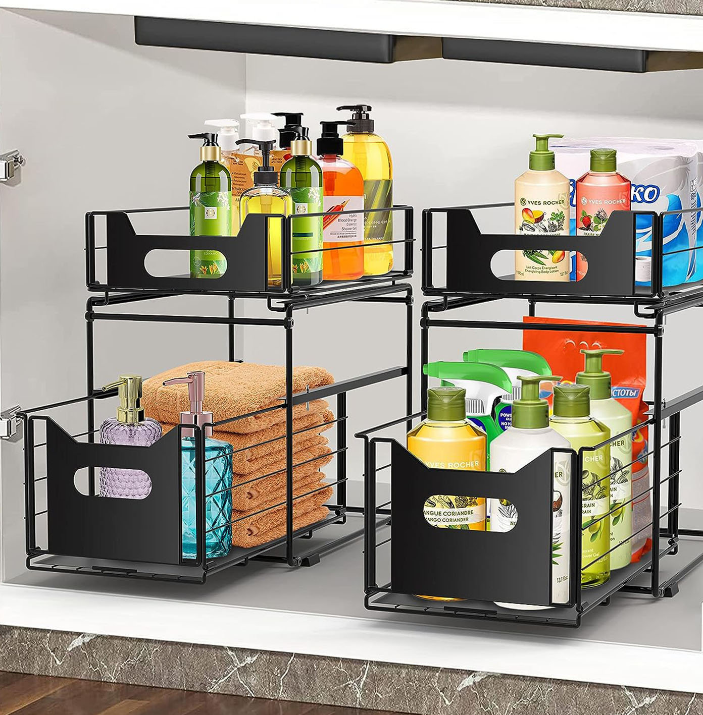StorageBud Non-Slip Grip Kitchen Under Sink Organizer - Bathroom Cabinet  Organizer with Side Caddy & Reviews