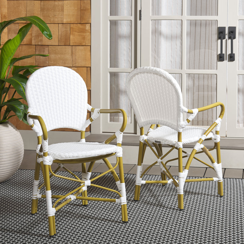 Chaise de patio empilable Wilburg, Blanc cassé