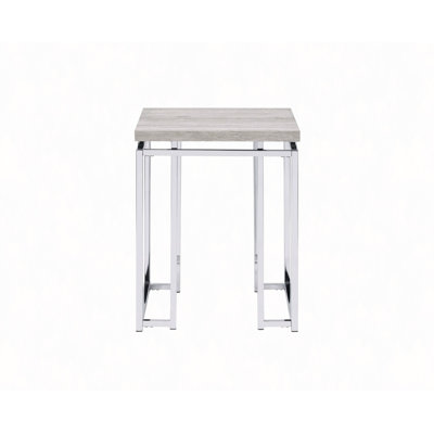 Natural Oak & Chrome Finish End Table