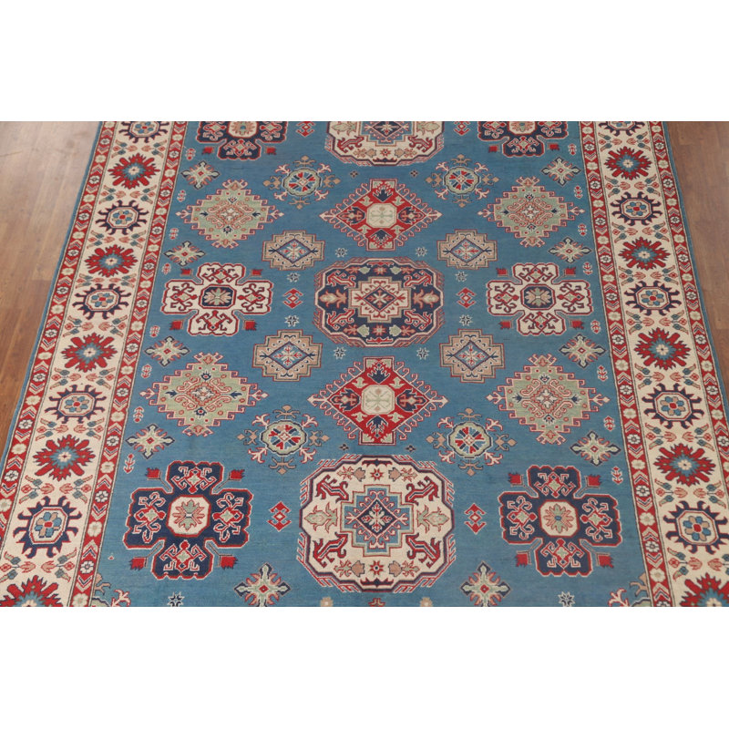Light Blue Kazak Oriental Area Rug