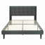 Structure de lit plateforme tapissier avec tête de lit en tissu de lin capitonné moderne sans sommier