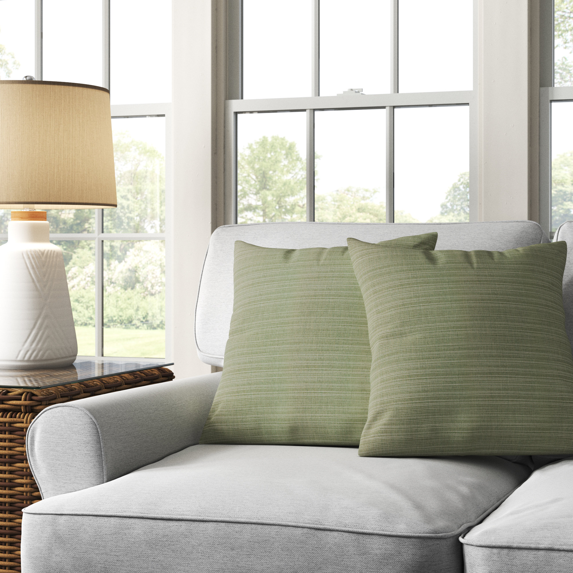 Greer Sunbrella® Indoor/Outdoor Throw Pillow, 22" x 22", Dupione Sand