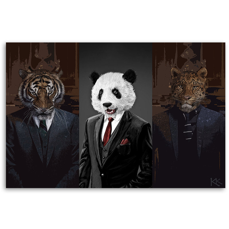 Animals In Suits' - No Frame Print on Canvas, 80cm H x 120cm W